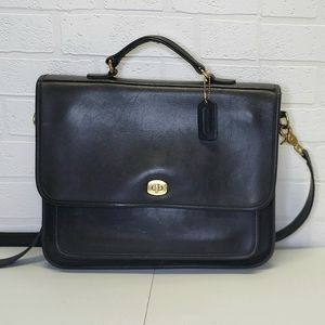 Coach Vintage Black Leather Metropolitan Briefcase Shoulder Satchel Bag